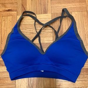 NWT. Pink sports bra. Size small. Bright blue with gray trim.